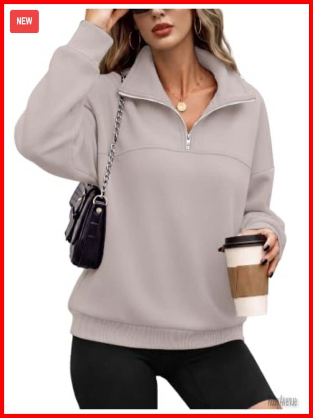 Women's Half Zip Fleece Sweatshirt Oversized Cropped Pullover Hoodie